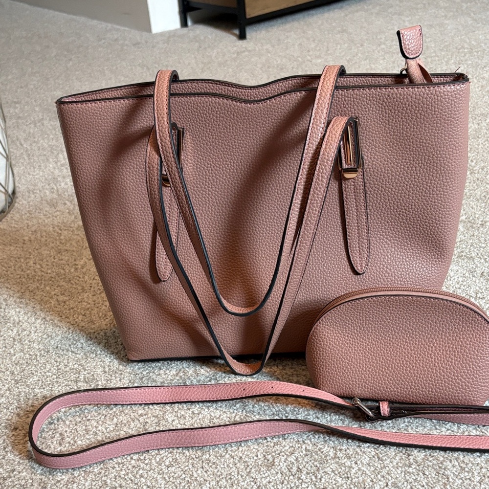 Women's Tote Bag Set in Mauve Pink